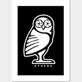 Athena owl. Design for ancient Greece fans in white ink Posters and Art